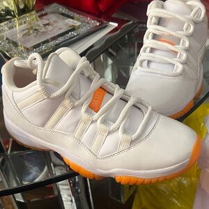 Women's White and Orange Athletic Shoes